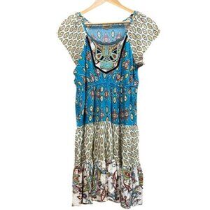 One World Paisley Peasant Gypsy Embroidered Dress M